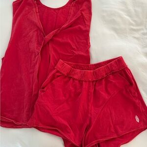 Free People Red shorts Set- top is reversible